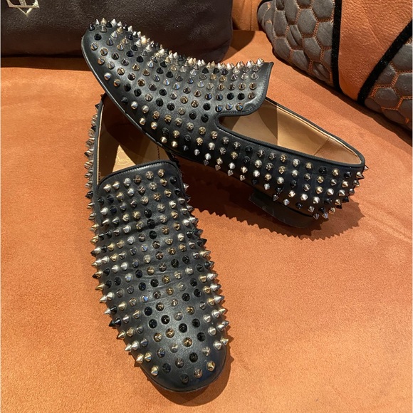 CHRISTIAN LOUBOUTIN Rollerboy Mixed Spikes Leather Flats Loafers - Picture 2 of 6